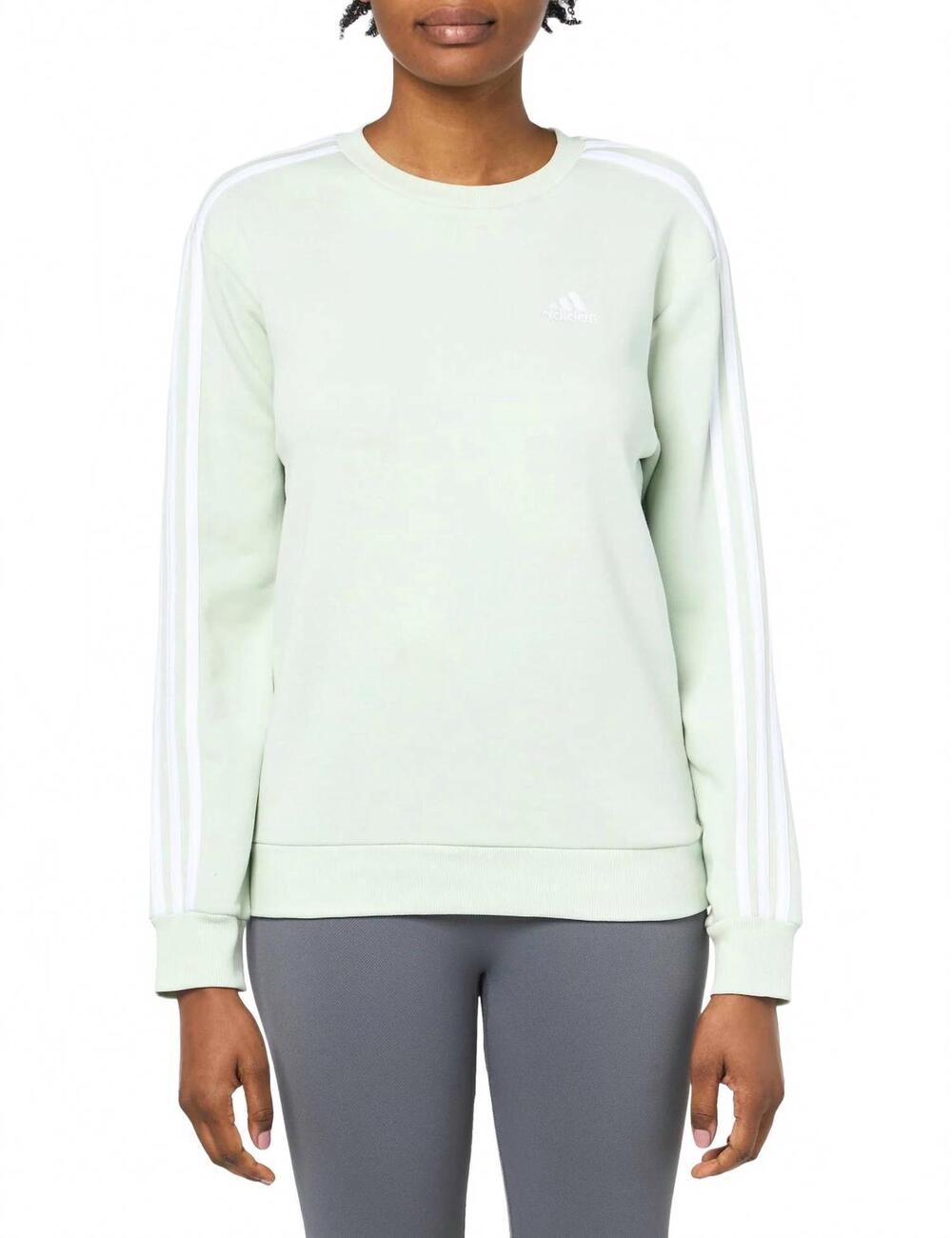 NEW ADIDAS women's essentials 3-stripes fleece sweatshirt in linen green
